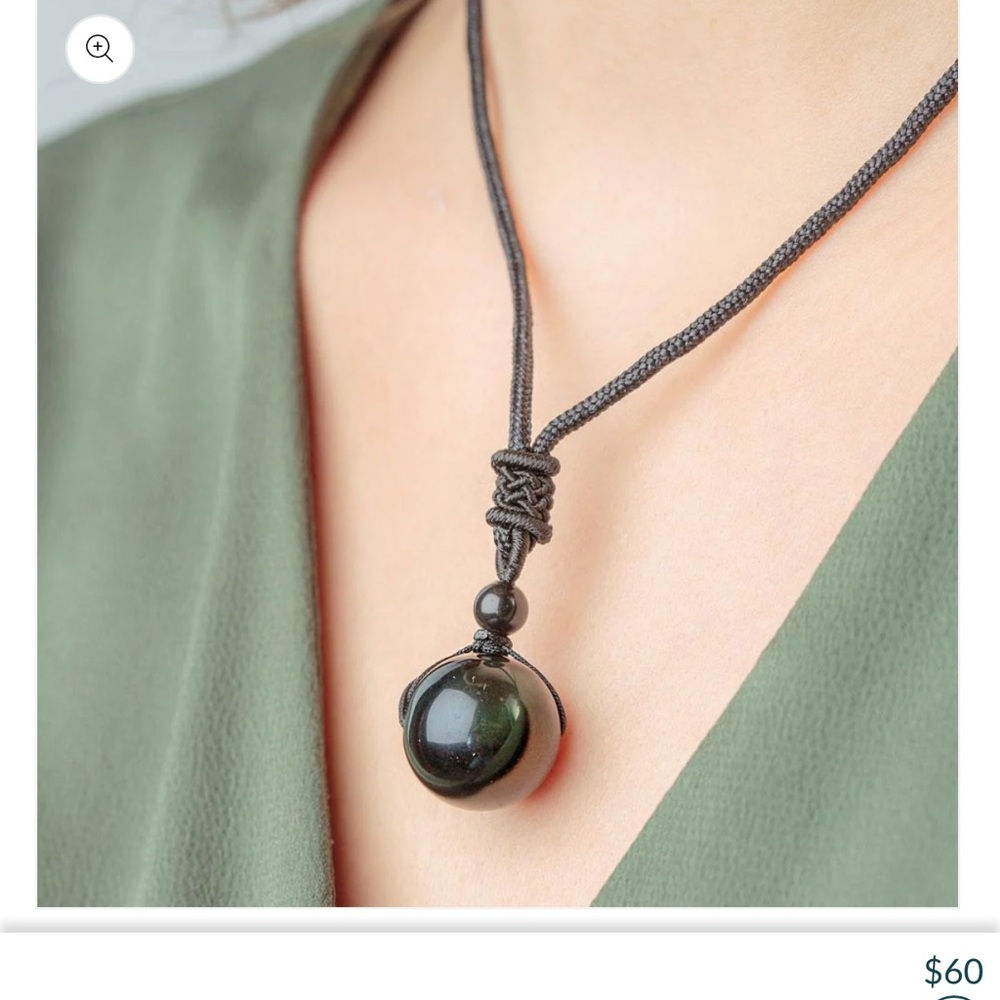 Elegant Black Obsidian Necklace - Picture 2 of 6